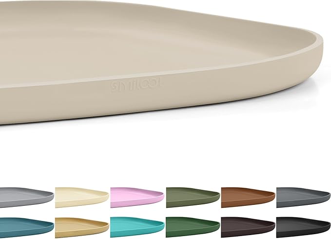 Small Silicone Pet Food Mat with Raised Edge for Food and Water Bowl, Square Dog Feeding Mats, Cat Food Trays for Floor Waterproof, Rubber Tray for Dogs and Cats, 12 x 12 x 0.7 Beige