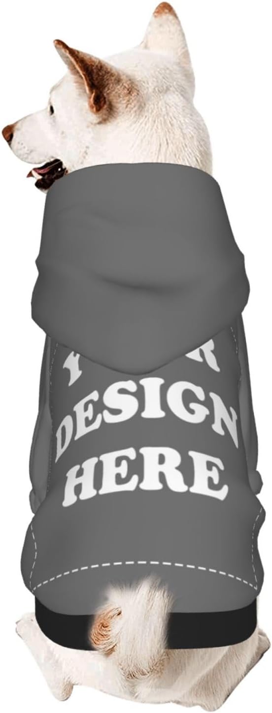Personalized Dog Hoodie, Custom Dog Costumes for Small Dogs, Holiday Happy Dog Clothes Football Pet Shirt Sweater with Name Number for Girl/Boy Cats/Kitten, Darkgrey, XS