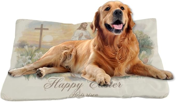 Dog Bed Furniture 36 × 24 Inch Spring Floral Easter He is Risen Dogs Pads Small Dog Crate Pad Thick Crate Bed for Cages Kitten Camas para Perros One Pack Pet Beds for Small Dogs Kennel Pad