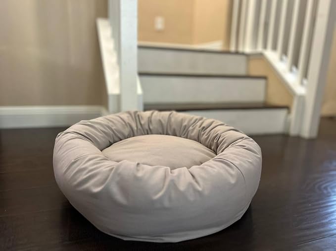 Organic Cotton Canvas Dog Bed: Removable Cover, Natural Fill - Made in USA (Gray, Large 35" x 8" inches)