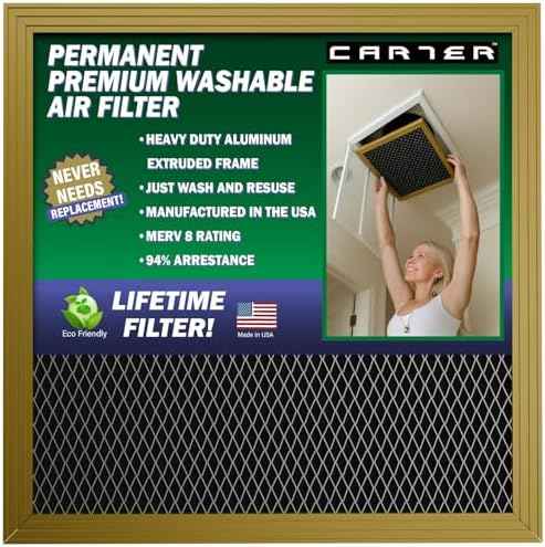 CARTER Gold 18x30x1 MERV 8 Washable Electrostatic HVAC Furnace Filter