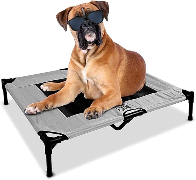 Floppy Dawg Just Chillin' Elevated Dog Bed. Cool Cot for Indoor or Outdoor Pet Use. Lightweight and Portable. Chill in Style on Raised Breathable Mesh Fabric.