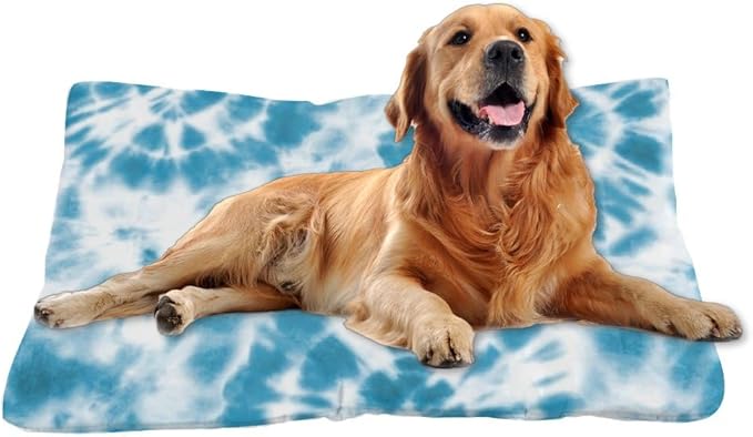 Retro Boho Turquoise Washable Small Dog Bed Furniture Dog Crate Mat Machine Washable Crate Pads Bed Non-Slip Bedding Outside Beds for Medium Dogs Mat Needs for Home Indoor Outdoor 24X18 Inch