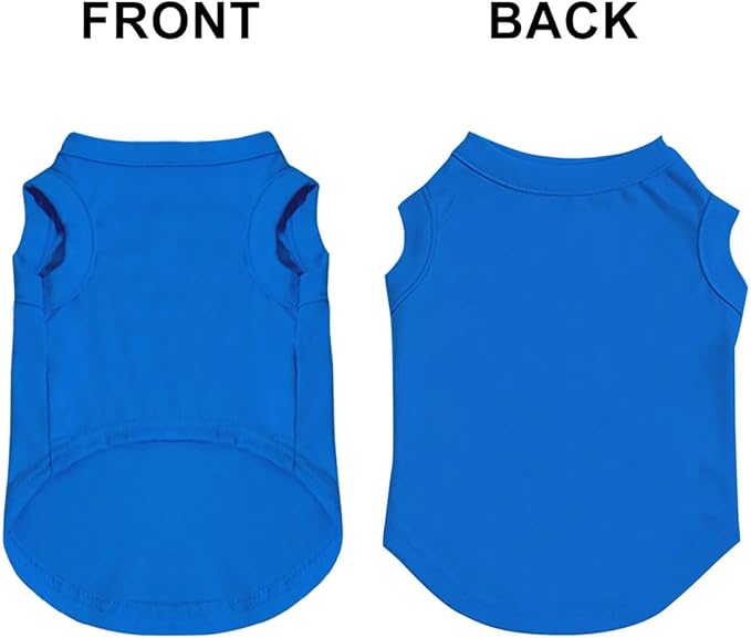 Custom Dog Shirt Pet T Shirts for Small Medium Large Dogs Customized Clothes with Image Logo Text Breathable Sleeveless Tank Top Personalized Outfits Puppy Apparel Blue, 3XL