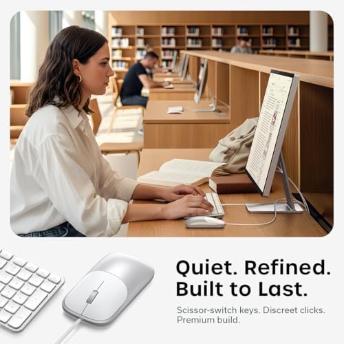 Satechi Slim CLX3 Wired Keyboard & Mouse Combo, USB-C, Silver