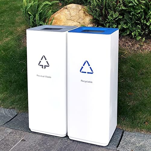 Outdoor Trash Cans White Combined Trash Can Large-Capacity Square Sorting Trash Can Outdoor Direct Throw Trash Can Without Cover, Anti-Fingerprint Technology 48
