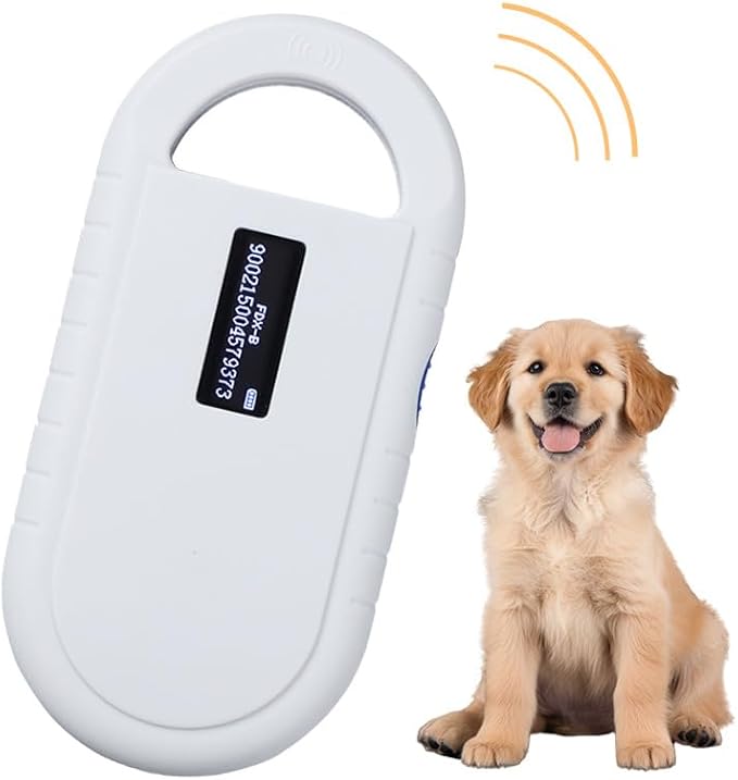 Pet Microchip Scanner ISO11784/85/FDX-B/EMID Animal Handheld Reader,134.2kHz Pet ID Scanner Rechargeable Animal Chip Registration, for Dog/Cat/Pig/Animal (Pure White) with Storage Memory