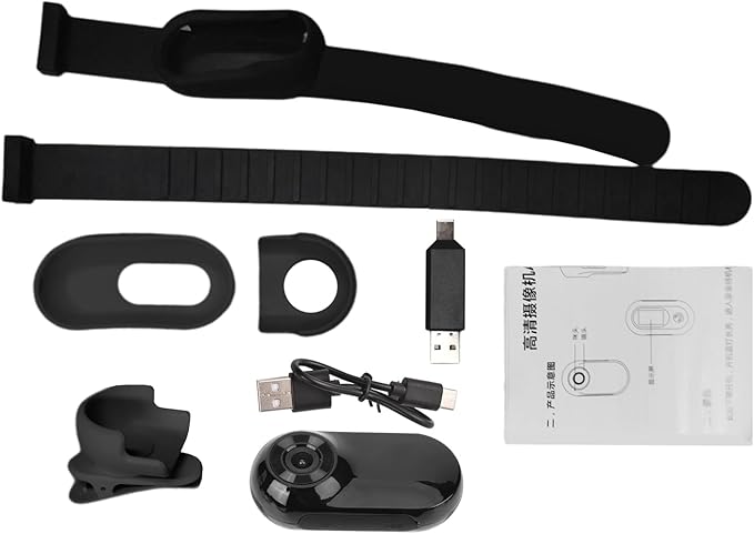 Pet Camera, 1080P Pet Collar Camera with 90 Wide Angle Lens Sports Action for Dogs Cats (Black)