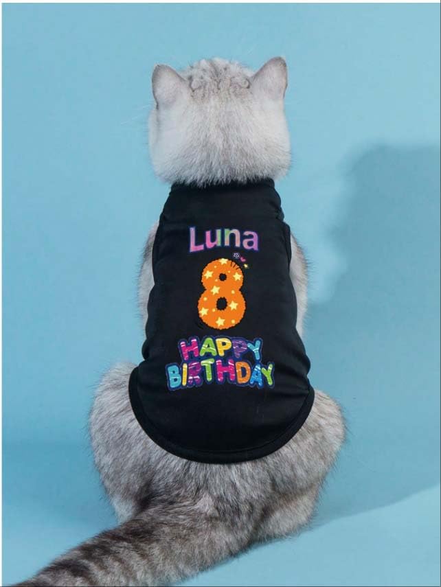 Custom Dog Birthday Shirt,Personalized Pet Apparel Print with Name Age Number,Pet Birthday Outfit,Lightweight Breathable Cotton Vest for Small Medium Large Dogs Cat (White, XX-Large)