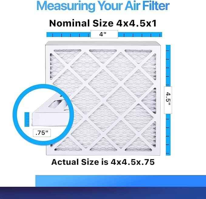 4x4.5x1 Air Filter MERV 8, King AC Furnace Filters (4-Pack)