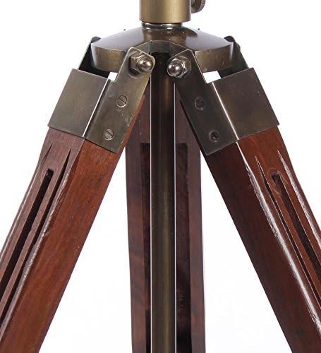 THOR INSTRUMENTS Vintage Industrial Tripod Table Lamp, Brown Brass Teak Wood