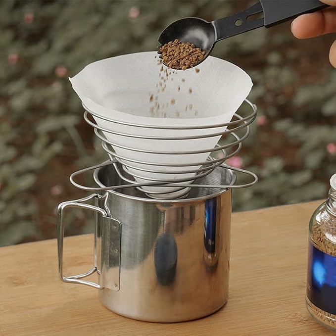 Cabilock Foldable Stainless Steel Coffee Filter Dripper Portable Cone Funnel