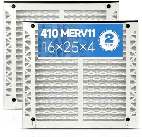 2 Pack 410 Replacement Filter Compatible with AprilAire Whole House Air Purifiers Model 1410, 1610, 2410, 2416, 3410, 4400, Size:16x25x4(15.5" x 27.36" x 3.77") MERV 11 Pleated HVAC AC Furnace Filter