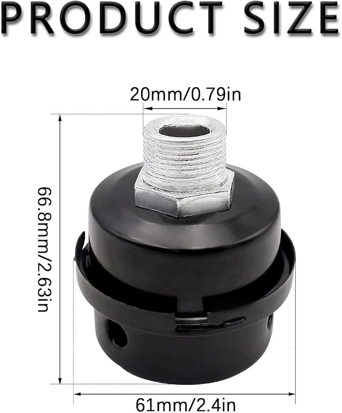 2 Pcs 20mm Air Compressor Silencer Filter, 1/2"Thread Intake Filter Noise