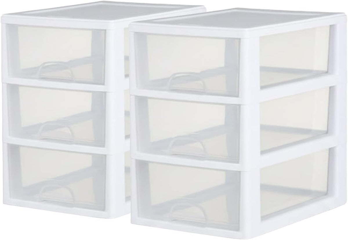 Sterilite Stacking Drawer Storage Organizer for Clothes, 6 Quart, 6-Pack