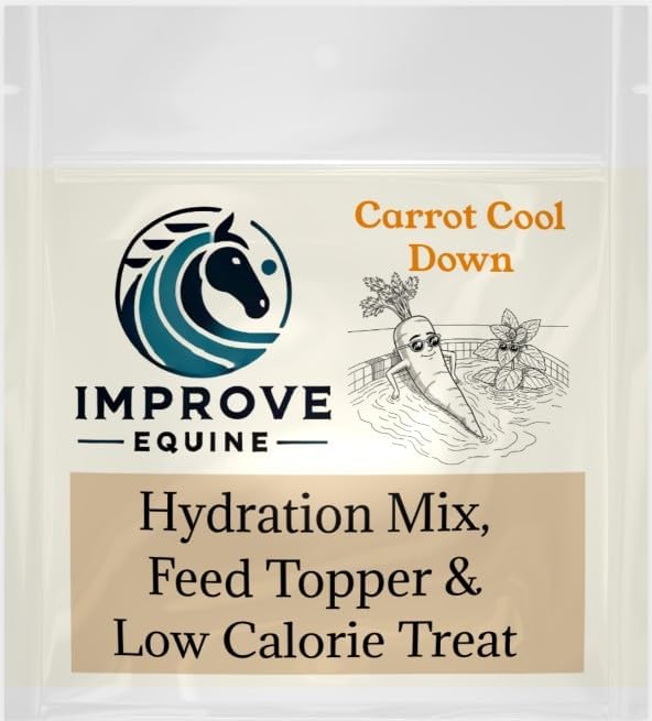 Low Calorie Hydration, Feed Topper & Treat | Safe, NO Electrolyte/Salt for Daily Intake | No Sugar Added | Hydration Support for Horses, Livestock & Dogs | 8 servings | Carrot Cool Down