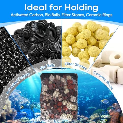 8 Pack Aquarium Filter Media Bags with Zipper Fine Mesh 7.8"x5.9"