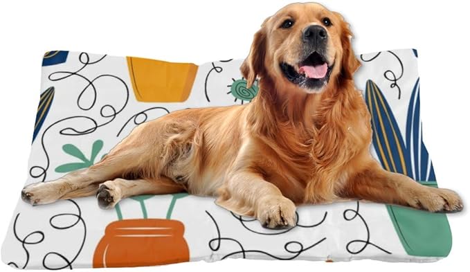 Houseplant Botanical Aesthetic Dog Beds for Older Dogs Crate Mats for Dog Cages Beds Crate Pad Pillow Washable Non-Slip Washable Bed Small Mat Pillow Indoor Outdoor 24X18 Inch