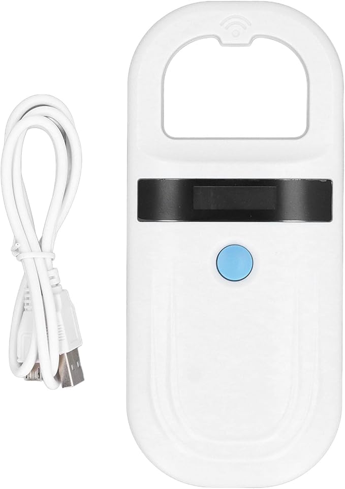 Pet Microchip Reader Scanner Animal Tag Reader, Portable Animal Chip ID Reader 134.2KHz 128 Records Data Storage Animal Chip Scanner for Pet Livestock Wildlife 5V