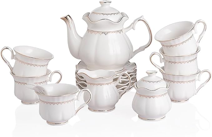 Sweejar Porcelain Tea Set With Gold Trim