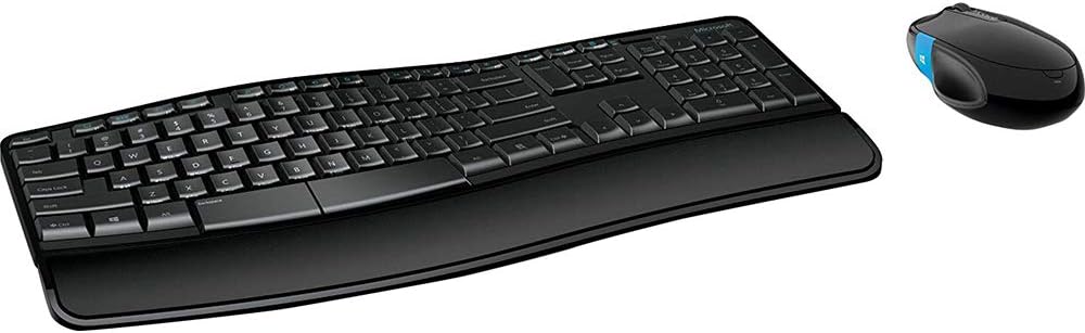 Microsoft Sculpt Comfort Desktop - Black - Wireless, Comfortable, Ergonomic Keyboard and Mouse Combo with Cushioned Palm Rest and USB Wireless Receiver