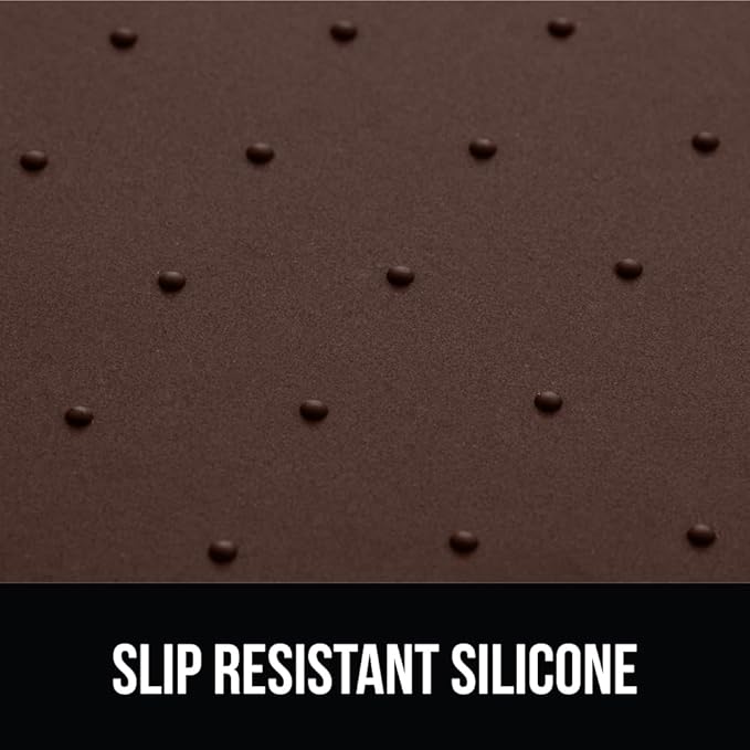 GORILLA GRIP 100% Waterproof Raised Edge BPA Free Silicone Pet Feeding Mat, Dog Cat Food Mats Contain Spills Protects Floors, Placemats for Cats and Dogs Water Bowl, Pets Accessories 23x15 Brown