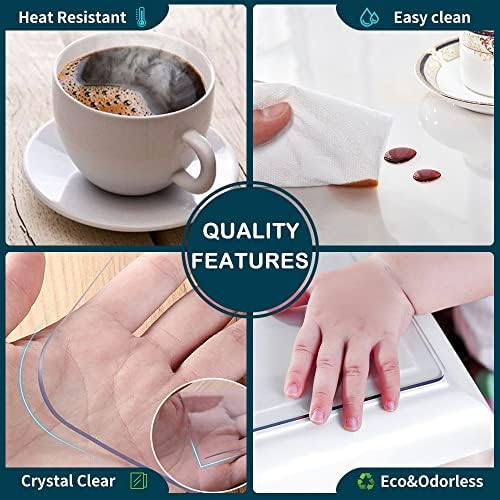 XL PVC Clear Desk Blotter Mat Protector Plastic Table Cover Mat Extra Large Office Drawing Writing Full Desk Pad for Computer Work Desktop Organizer Non-Slip Easy Clean Water Resistant 24x60 Crystal