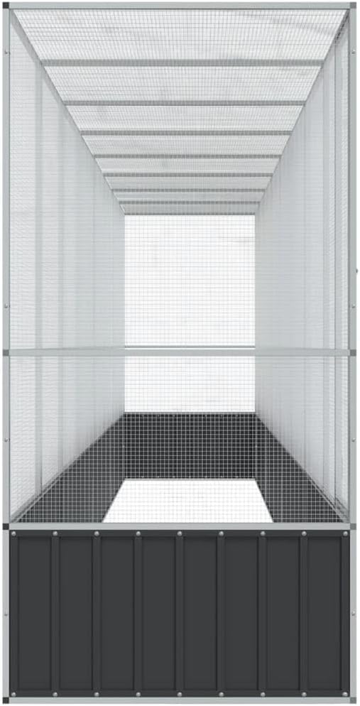 Large Metal Heavy Duty Walk-in Aviary Cage with Extension, Ample Activity Space Bird Cage with Lockable Door Also for Chickens and Rabbits, Silver 328.5"x42.1"x83.5" Steel,-516