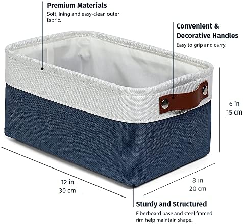OrganiHaus 12x8in Canvas Storage Baskets, 6 Pack - Fabric Bins for Shelves