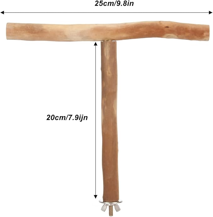 Asixxsix Wood Bird Perch, T Shaped Birdcage Stand Wooden Parrot Perch Stand Perch for Bird Cage Grinding Bird Perch Branches, T Perch Bird Accessory, Easy to Install