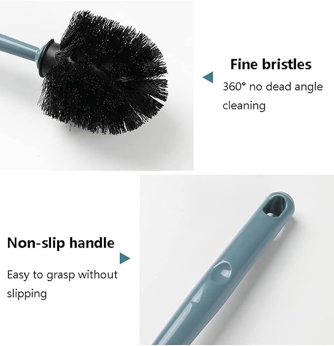 Toilet Scrubber Soft Hair Wall Mount Toilet Brush and Holder, Long Handle