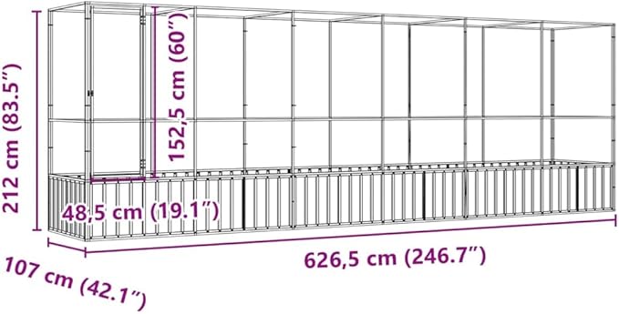 Large Bird Aviary with Extension, Outdoor Galvanized Steel Bird Cage, Galvanized Steel Outdoor Bird Aviary, Mesh Fence Bird House for Small Animals, 246.7"x42.1"x83.5"