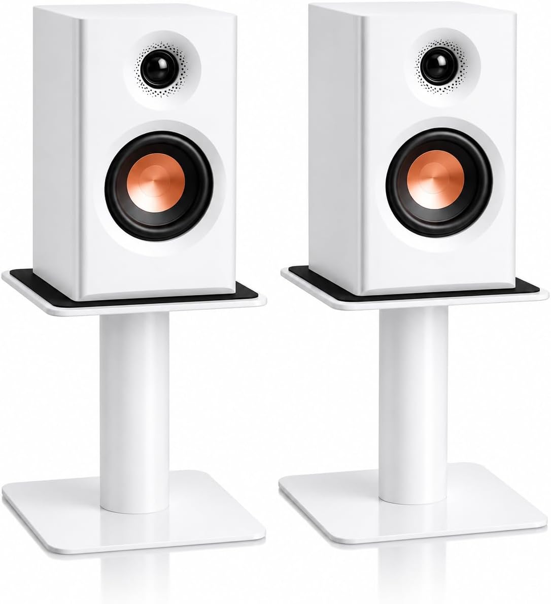 Desktop Speaker Stands Pair for 5-8 Inch Studio Monitors & Bookshelf Speakers, Heavy-Duty Steel desk Speaker Stands with Built-In Cable Management for Home Studio & Creator Setups, Support up to 55lbs