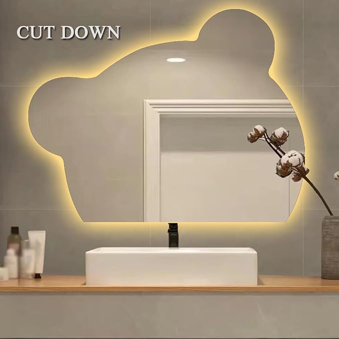 LTSRLL LED Vanity Mirror Cute Bear Decorative Mirror