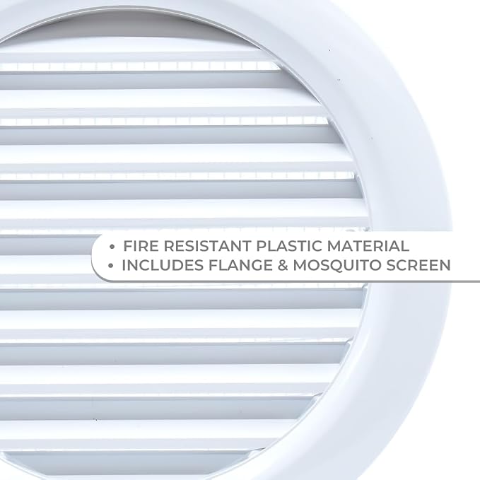 VENTS-US - 4" White Round Plastic Vent Cover - Compatible with 4 Inch Diameter