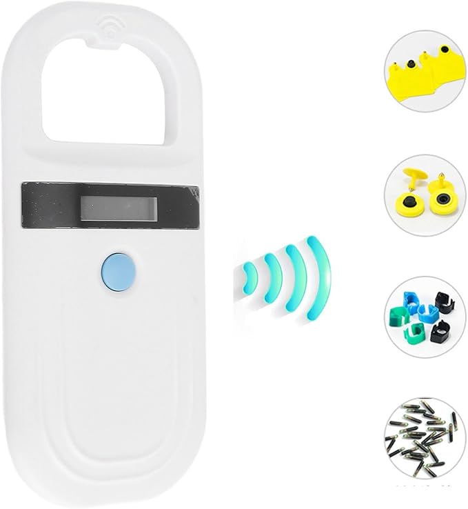 Diydeg Pet Microchip Scanner, Rechargeable EMID FDX B Portable Pet Chip Scanner with OLED Display, 134.2KHz, 128 Sets of Data, Microchip for Animal, Pigs, Dogs, Cats (White)