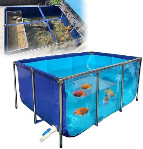 Flexible PVC Canvas Fish Breeding Water Tank with Steel Frame, Clear Viewing Window, Easy Assembly, Ideal for Aquatic Pets, Backyard Pool Pond - 50x40x30cm