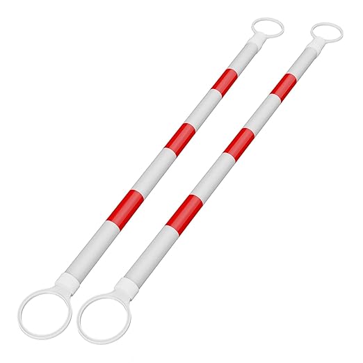 RoadHero 2 Pack 4 FT to 6.9 FT Retractable Cone Bar, Expandable Traffic Cone Bars for Parking Lots, Extendable Barricade for Road Construction, White and Red, Cone Not Included