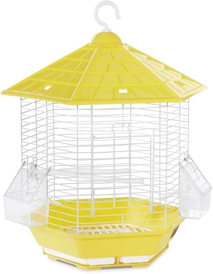 Neo-Classical Nostalgia Bird Cage with Elegant Design, Durable Metal Construction, Spacious Interior, and Timeless Aesthetic for Comfortable Bird Housing Yellow