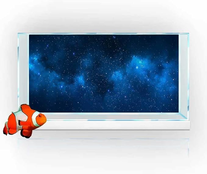 48X24IN Starry Aquarium Background, Art Starry Fish Tank Decorations Background, with 8 EVA Double-Sided Tape