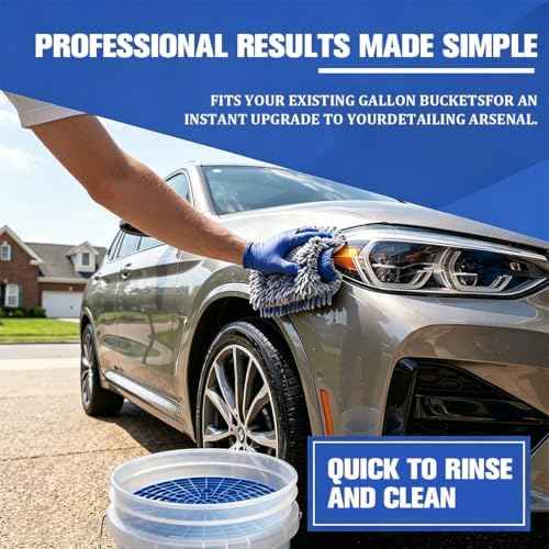 2-Pack Car Wash Bucket Insert Grit Trap, 9.2" Vehicle Wash Cleaning Filter Grit Trap Dirt Guard, Auto Detailing Dirt Collector Insert Tool for 12" Diameter Bucket, Universal Fit (Blue)