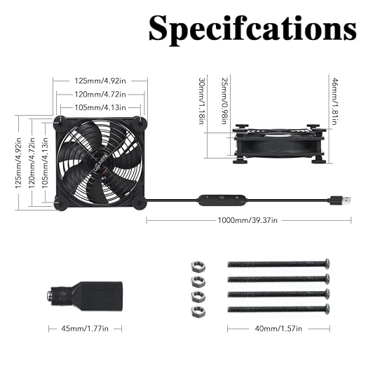 Quiet 120mm USB 5V/12V DC Fan