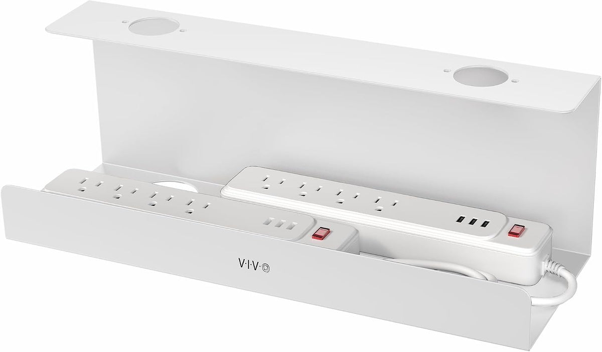 VIVO White 17 inch Extra Deep Cable Management Tray, DESK-AC16-1CW