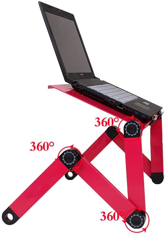 Adjustable Laptop Computer Lap Desk Portable Multifunctional Cooling Ergonomic Vented Table TV Bed Tray Stand Mount Holder(480 * 260mm, Pink)
