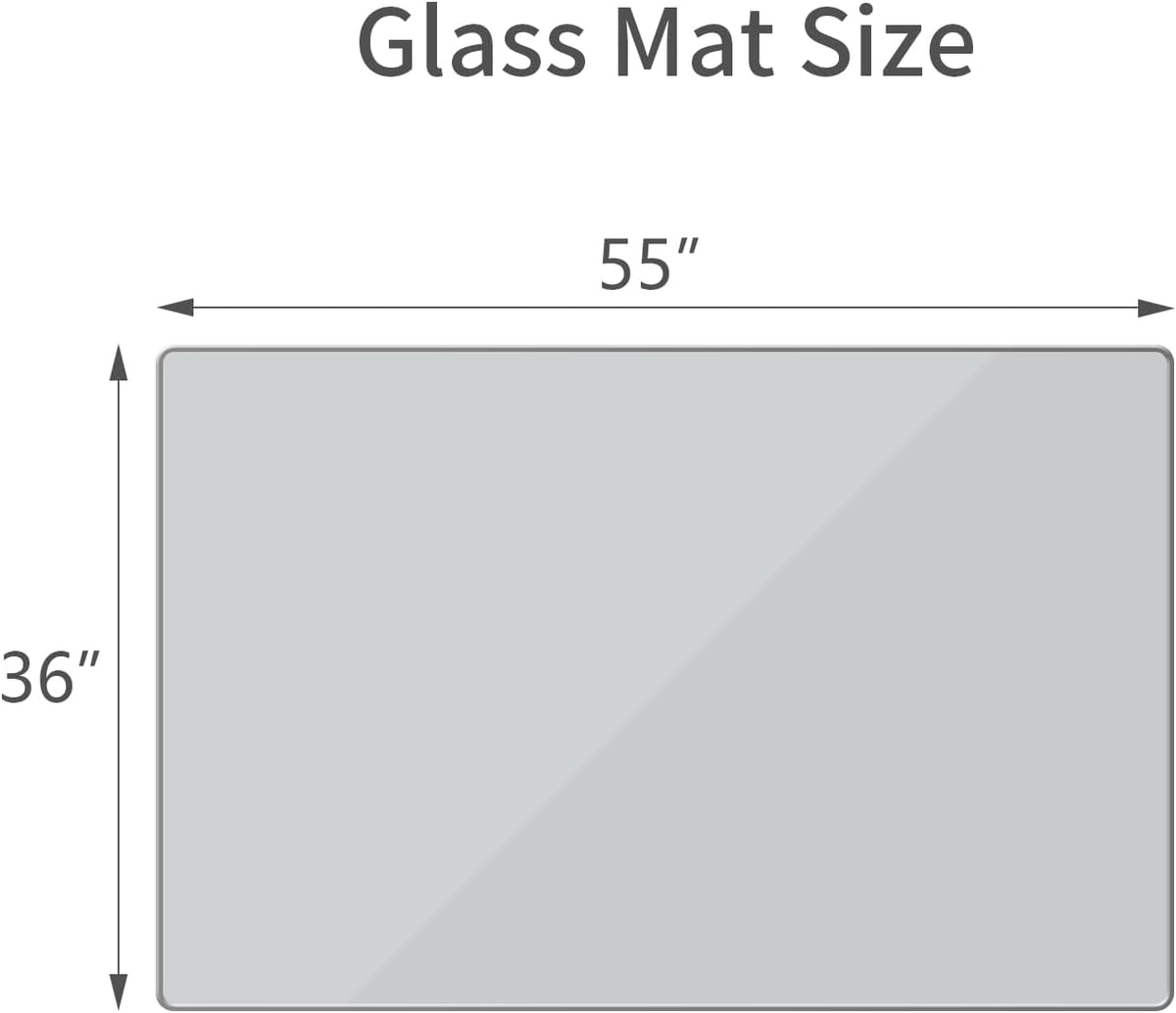 [Tempered Glass] 36" x 55" Glass Office Chair Mat for Carpet