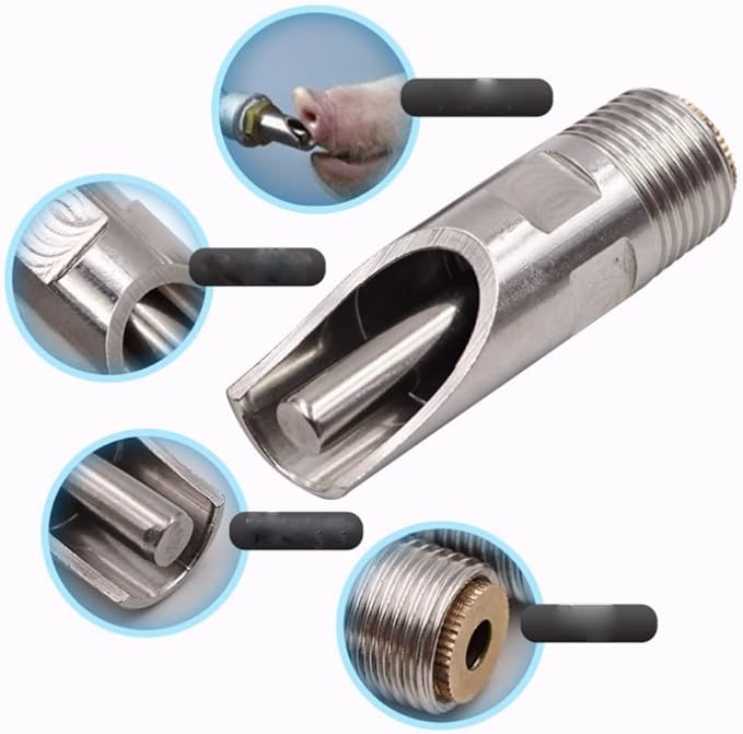 Automatic Pig Drinkers, 5 Pieces Thread Stainless Steel Automatic Pig Nipple