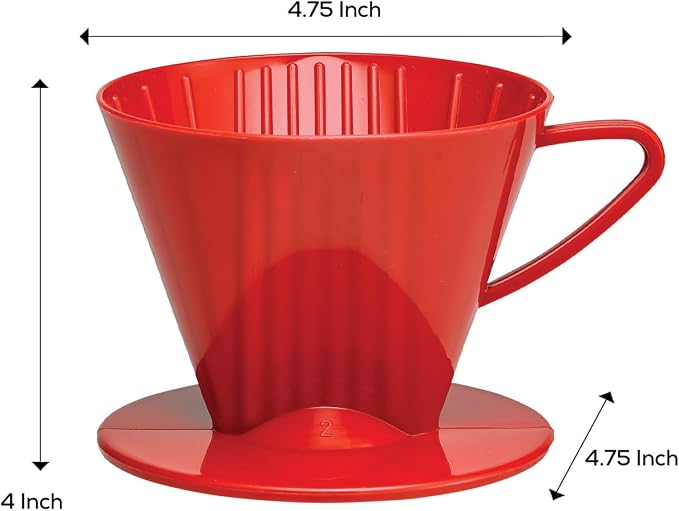 Fino Pour-Over Coffee Brewing Filter Cone, Number 2-Size, Brews 2 to 6-Cups