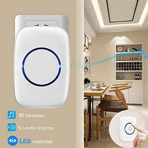 Wireless Doorbells, 1PlusOne White Waterproof Door Chime Kits Includes Push