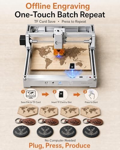 Laser Engraver 12W Laser Engraving Machine for Wood Metal Acrylic Glass Stone, DIY CNC Portable Laser Cutter 7.9" x 11.8" (Near A4) Offline Engraving Carverall K15 Pro Silvery, 12000mW, Class 1