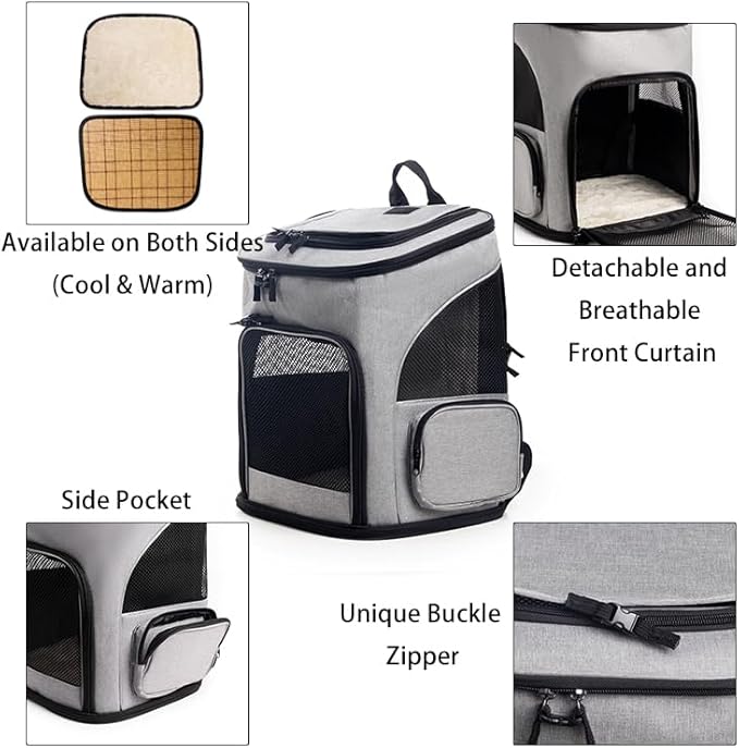 Expandable Cat Carrier Backpack, Large Soft Airline Approved Collapsible Pet Bag for Small Dogs Puppies Medium Cats, Breathable Portable Travel Bags for Camping